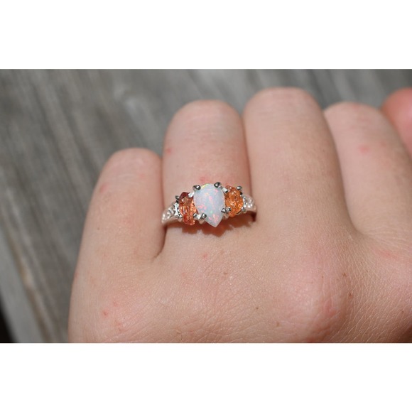 Jewelry - opal ring, Raw sapphire Gemstone, unique opal ring, jewelry for her, birthday